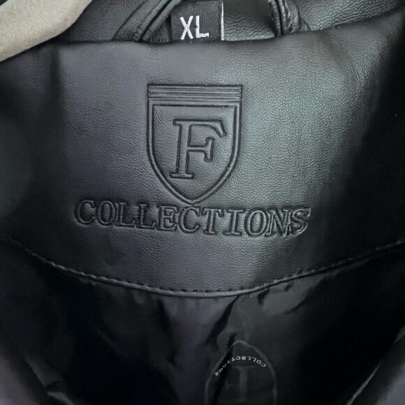 NWT F - COLLECTION black faux leather men's jacket ITALY XL / US L - Picture 6 of 12